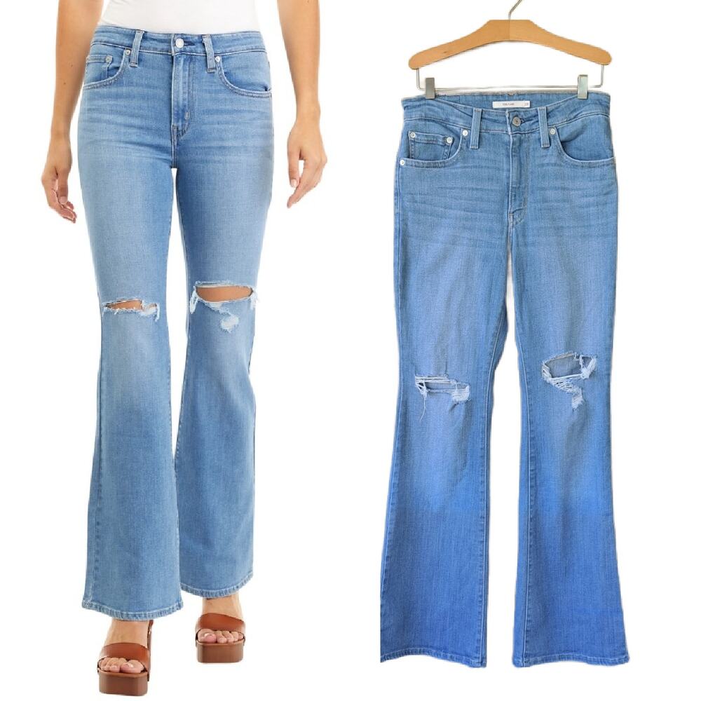 LEVI'S Women's 726 High Rise Flare Jeans Size 28 x 32 Let's Talk Distressed